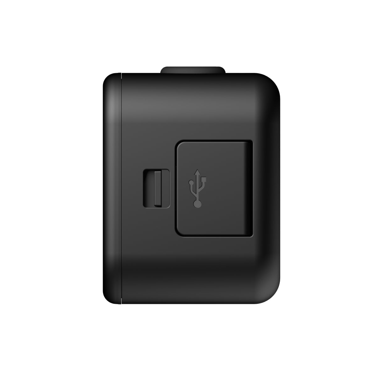 compact black LED smart video light with USB port cover